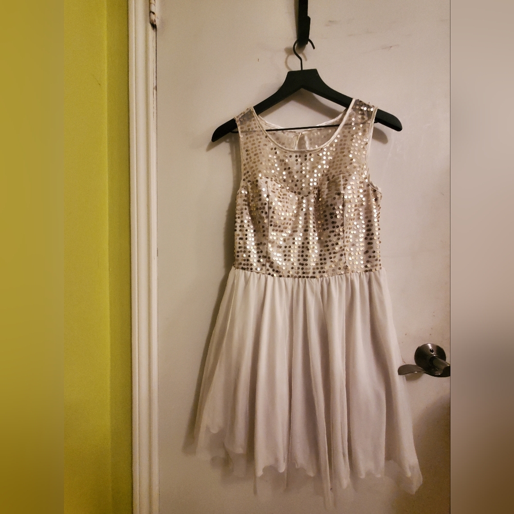 Kids Formal White & Gold Dress